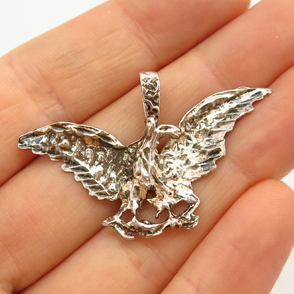 925 Sterling Silver Vintage Eagle Bird Design Pendant