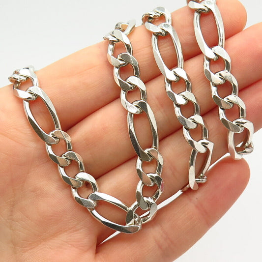 925 Sterling Silver Italy Figaro Chain Necklace 20"