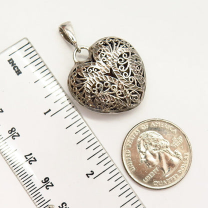 925 Sterling Silver Hollow Swirl & Heart Design Pendant