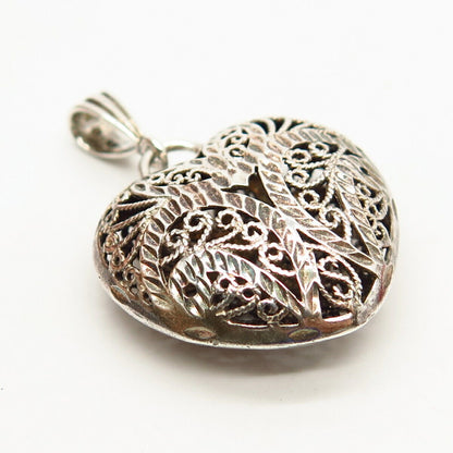 925 Sterling Silver Hollow Swirl & Heart Design Pendant