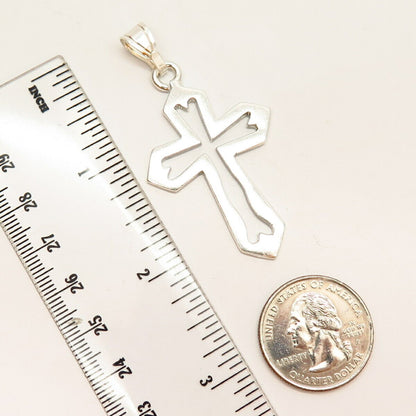 925 Sterling Silver Vintage Cutout Design Cross Pendant