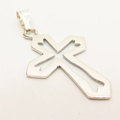 925 Sterling Silver Vintage Cutout Design Cross Pendant