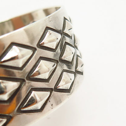 925 Sterling Silver Vintage Geometric Design Cuff Bracelet 7"