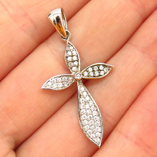 925 Sterling Silver C Z Cross Pendant