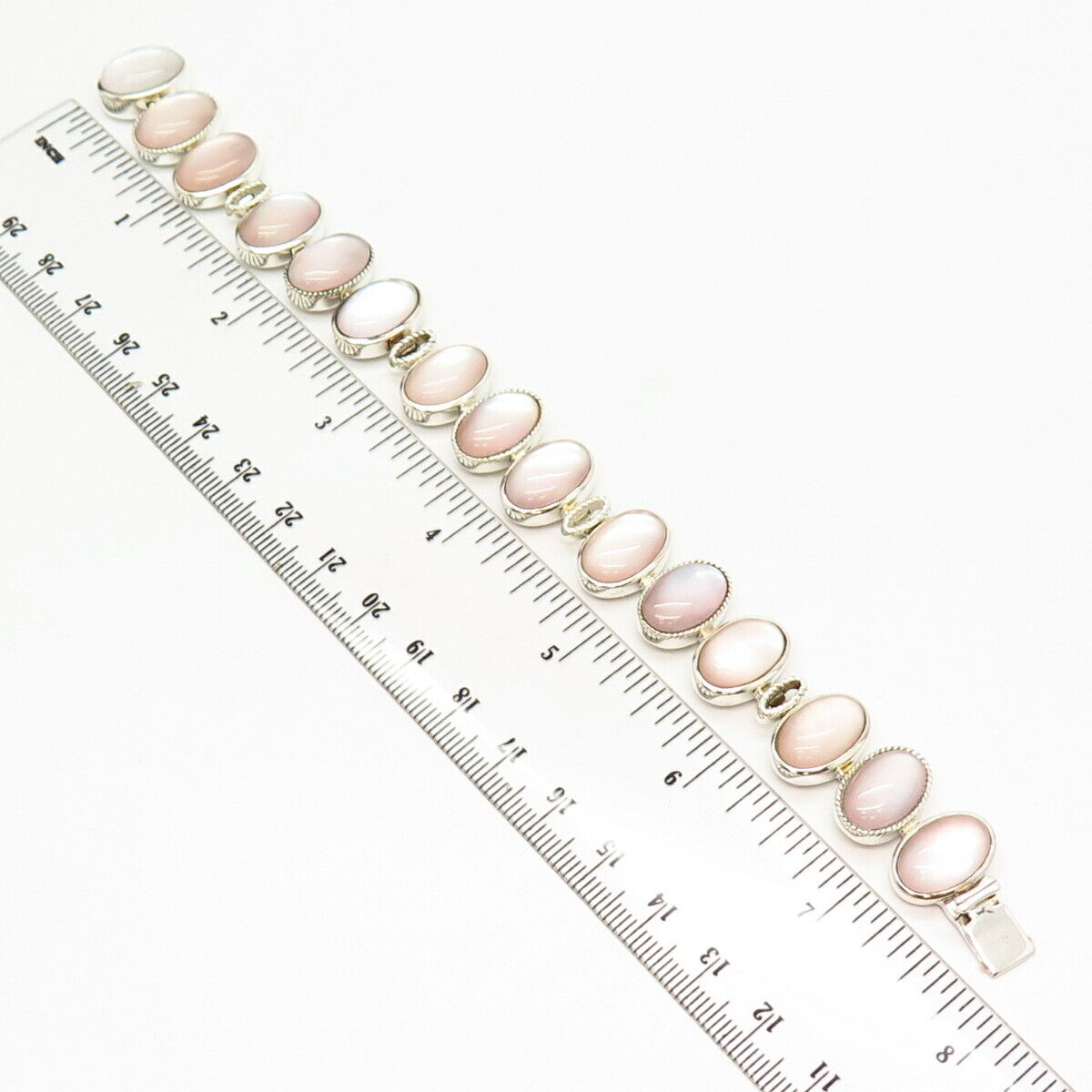 925 Sterling Whitney Kelly Real Mother-Of-Pearl All Around Link Bracelet 7 1/4"