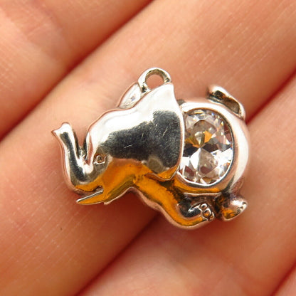 925 Sterling Silver C Z Dumbo Flying Elephant Pendant