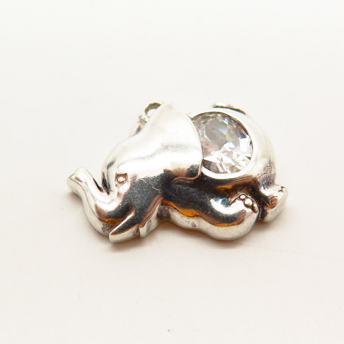 925 Sterling Silver C Z Dumbo Flying Elephant Pendant