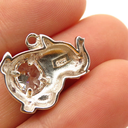 925 Sterling Silver C Z Dumbo Flying Elephant Pendant