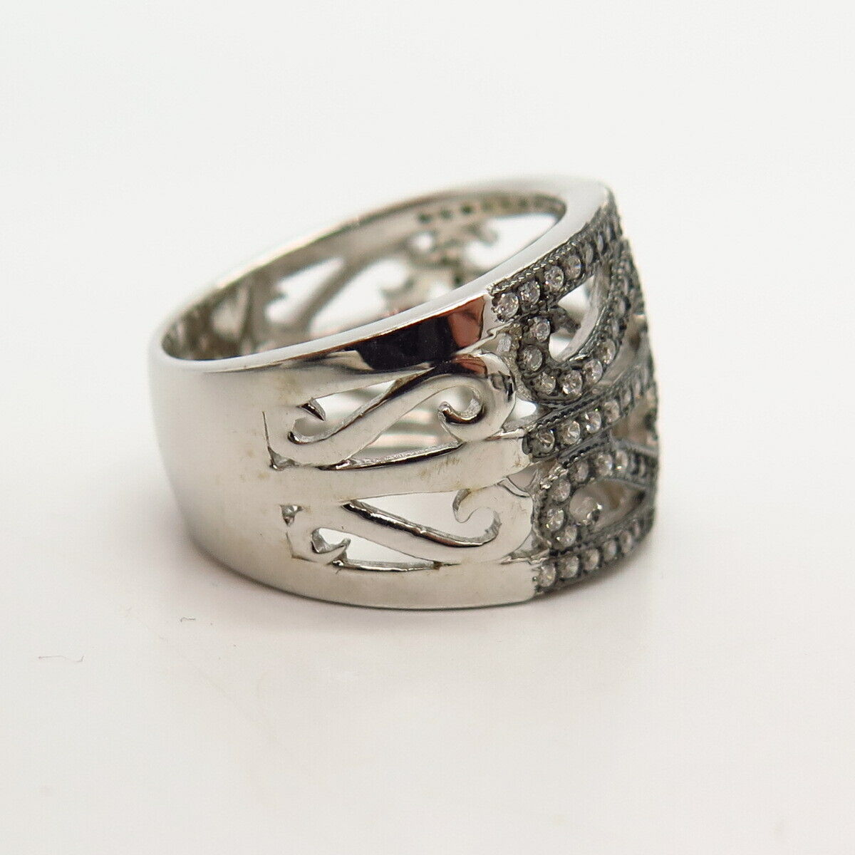 925 Sterling Silver C Z Swirl Design Ring Size 6.5