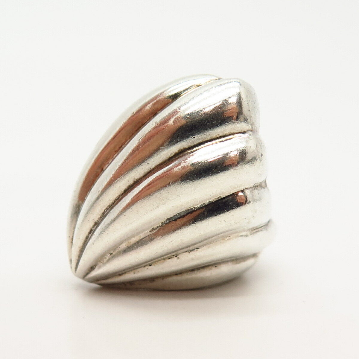 925 Sterling Silver Vintage Mexico Large Shell Design Ring Size 7