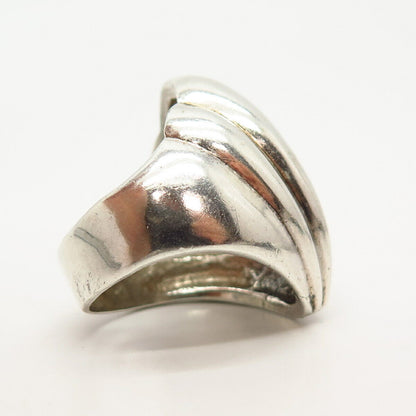 925 Sterling Silver Vintage Mexico Large Shell Design Ring Size 7