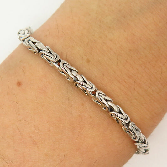 925 Sterling Silver Byzantine Link Bracelet 7.5"