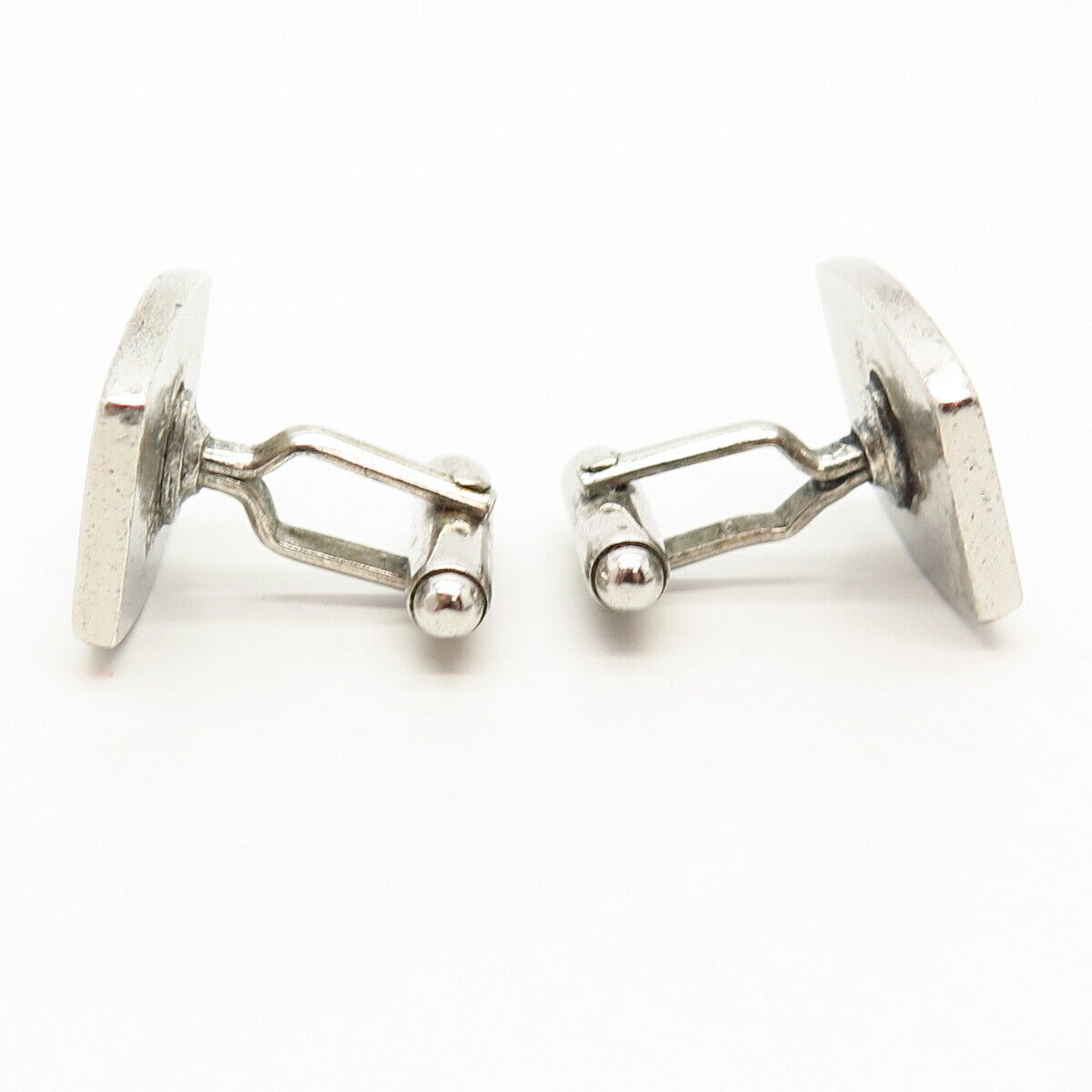 925 Sterling Silver Vintage Blue Enamel ID Cufflinks