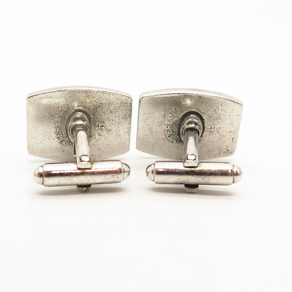 925 Sterling Silver Vintage Blue Enamel ID Cufflinks