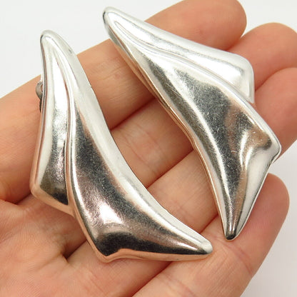 925 Sterling Silver Vintage Mexico Shell Design Clip On Earrings