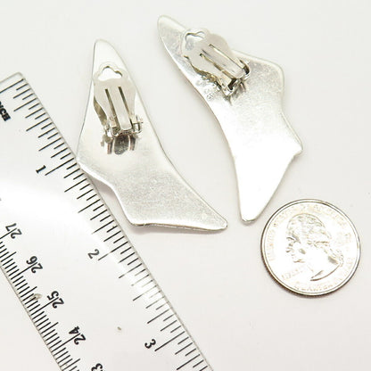 925 Sterling Silver Vintage Mexico Shell Design Clip On Earrings