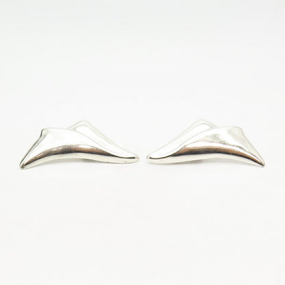 925 Sterling Silver Vintage Mexico Shell Design Clip On Earrings