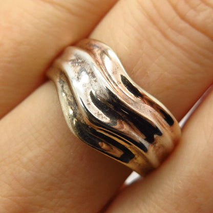 925 Sterling Silver 2-Tone Milor Wavy Design Ring Size 9 3/4