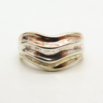 925 Sterling Silver 2-Tone Milor Wavy Design Ring Size 9 3/4