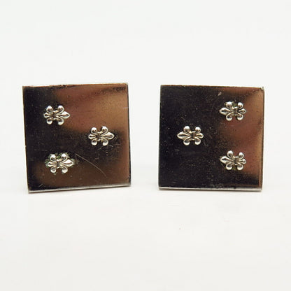 925 Sterling Silver Vintage Swank Inc. Fleur-De-Lis Design Cufflinks