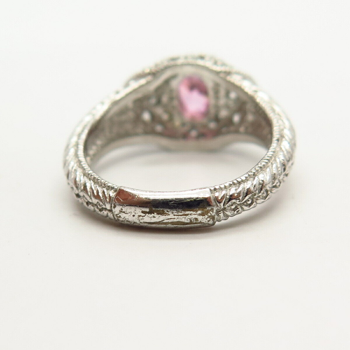 925 Sterling Silver White & Pink C Z Ring Size 6 1/4