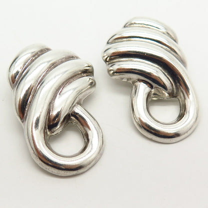 925 Sterling Silver Vintage Mexico Modernist Clip On Earrings