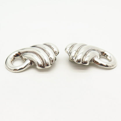 925 Sterling Silver Vintage Mexico Modernist Clip On Earrings