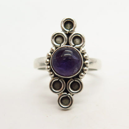 925 Sterling Silver Real Amethyst Gemstone Ring Size 8 1/4