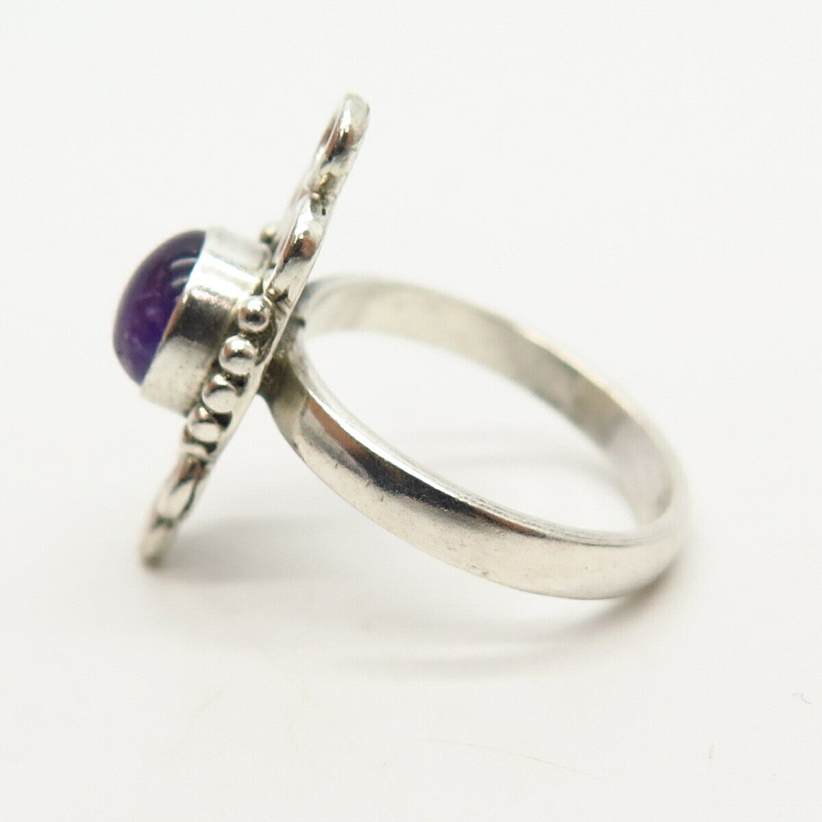 925 Sterling Silver Real Amethyst Gemstone Ring Size 8 1/4