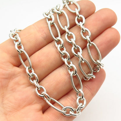 925 Sterling Silver Italy Figaro Chain Necklace 19"