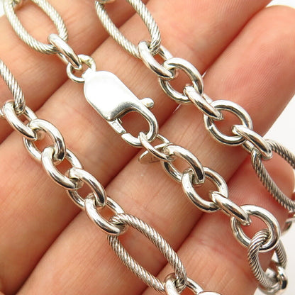 925 Sterling Silver Italy Figaro Chain Necklace 19"