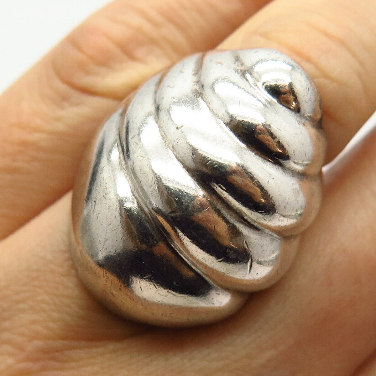 925 Sterling Silver Vintage Mexico Rapa Shell Style Ring Size 6