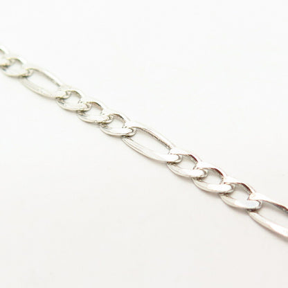 925 Sterling Silver Italy Figaro Link Bracelet 7 3/4"