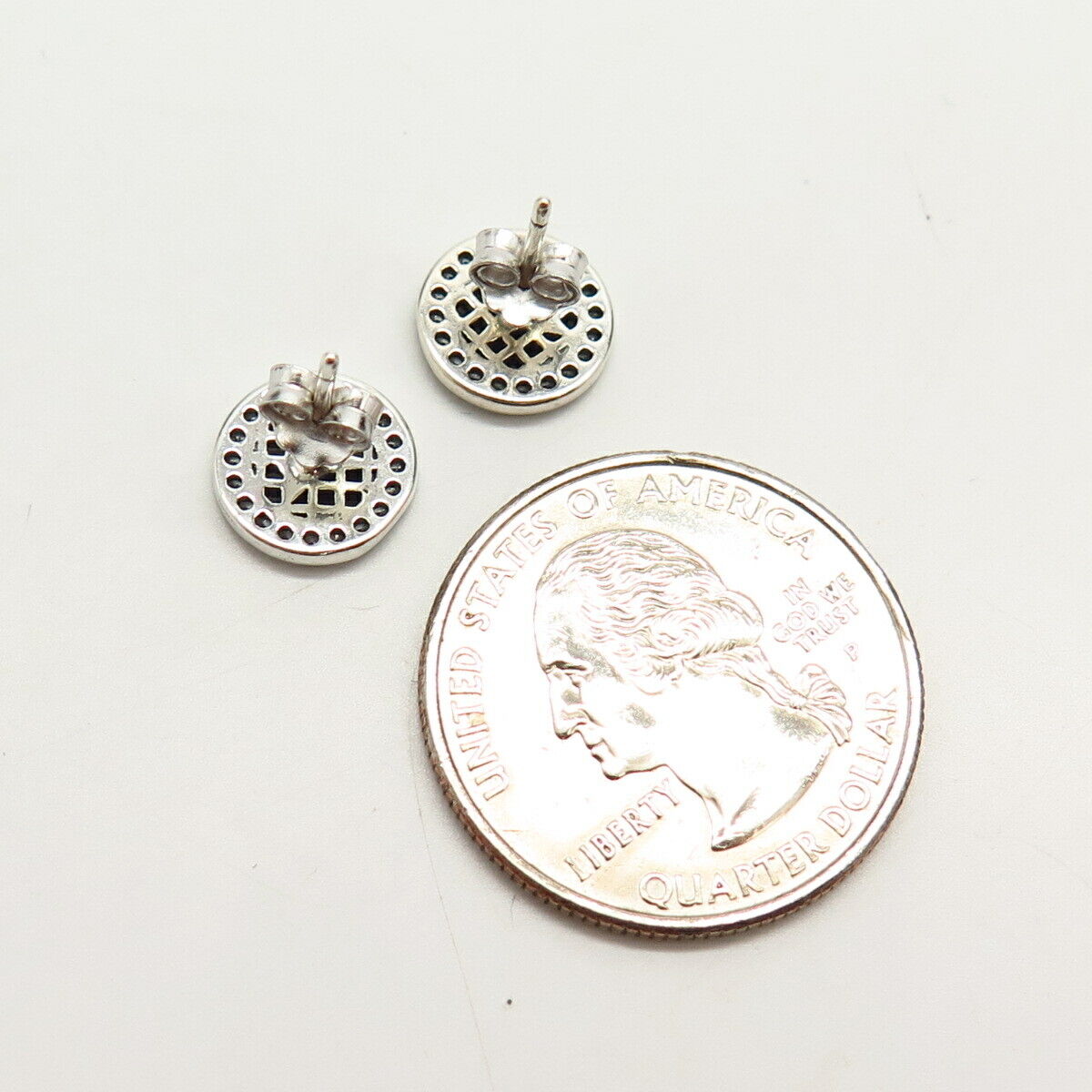 925 Sterling Silver C Z Stud Earrings