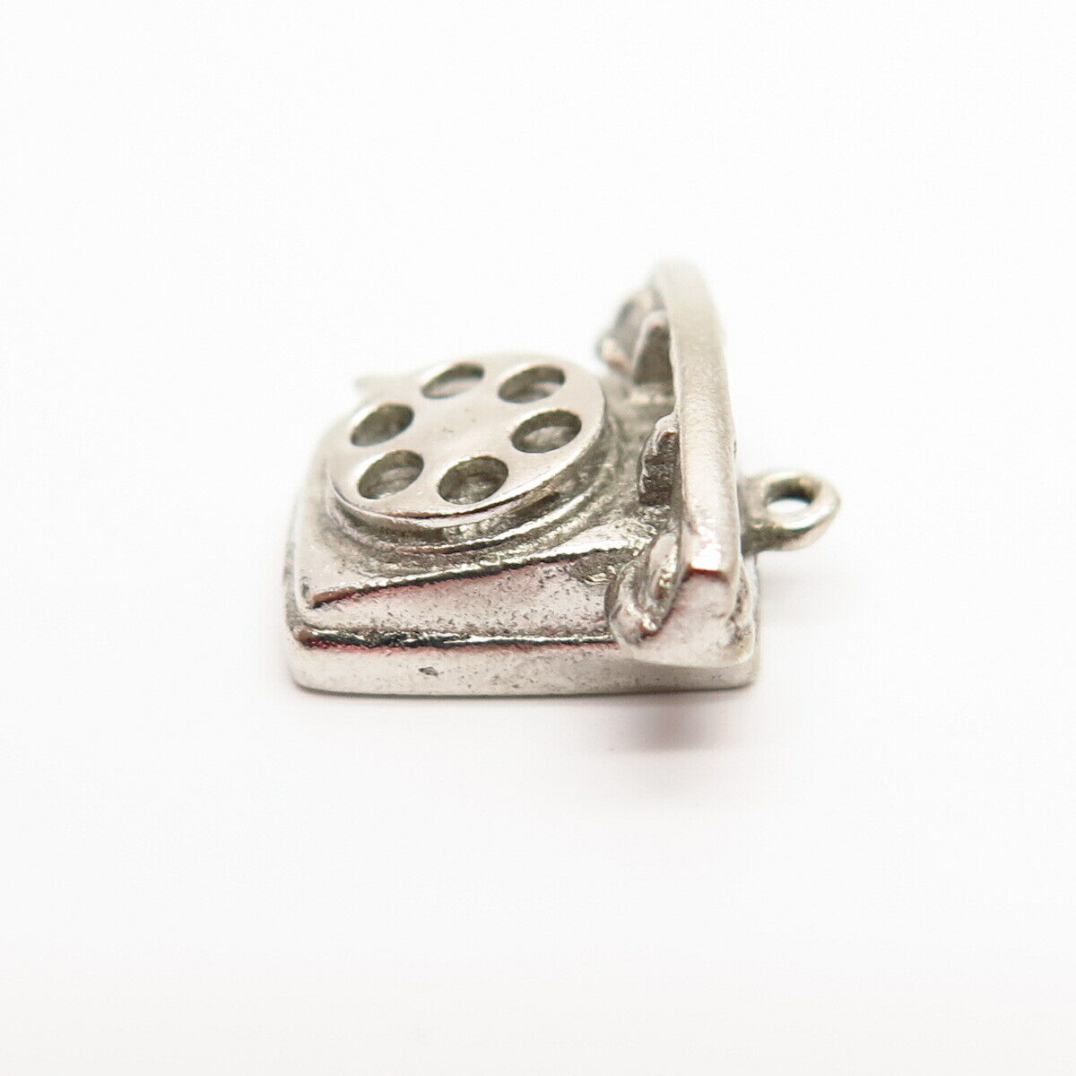 925 Sterling Silver Vintage Retro Rotary Phone Design Charm Pendant