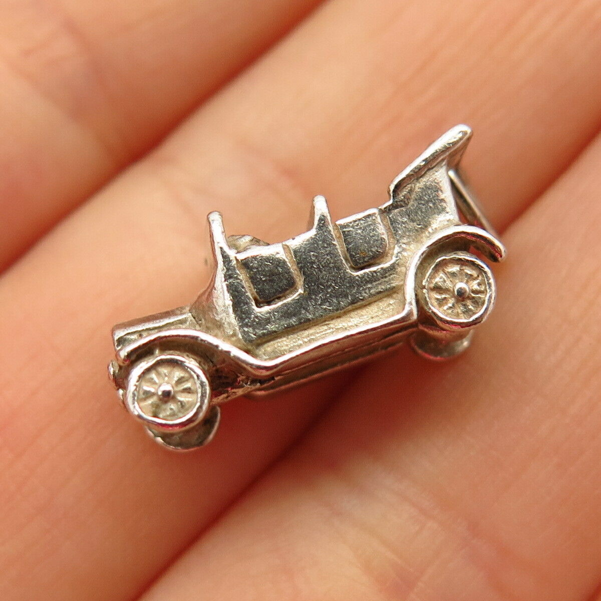 925 Sterling Silver Vintage Retro Car Design Charm Pendant