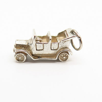 925 Sterling Silver Vintage Retro Car Design Charm Pendant