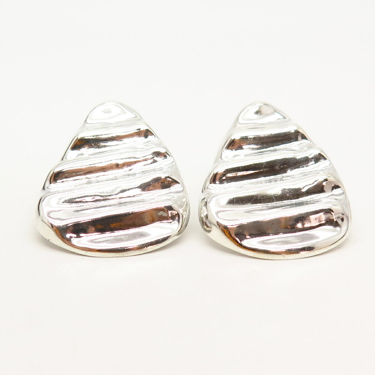 925 Sterling Silver Vintage Ribbed Design Earrings