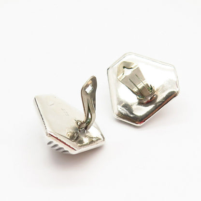 925 Sterling Silver Vintage Hollow Triangle Shape Clip On Earrings