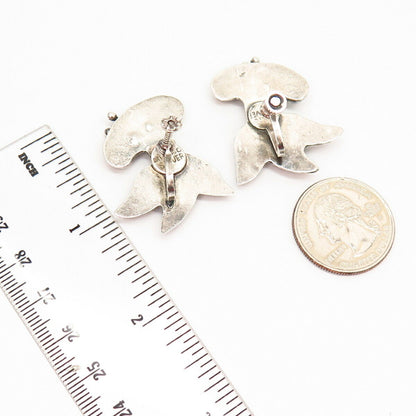 925 Sterling Silver Vintage Mexico Floral Design Screw Back Earrings