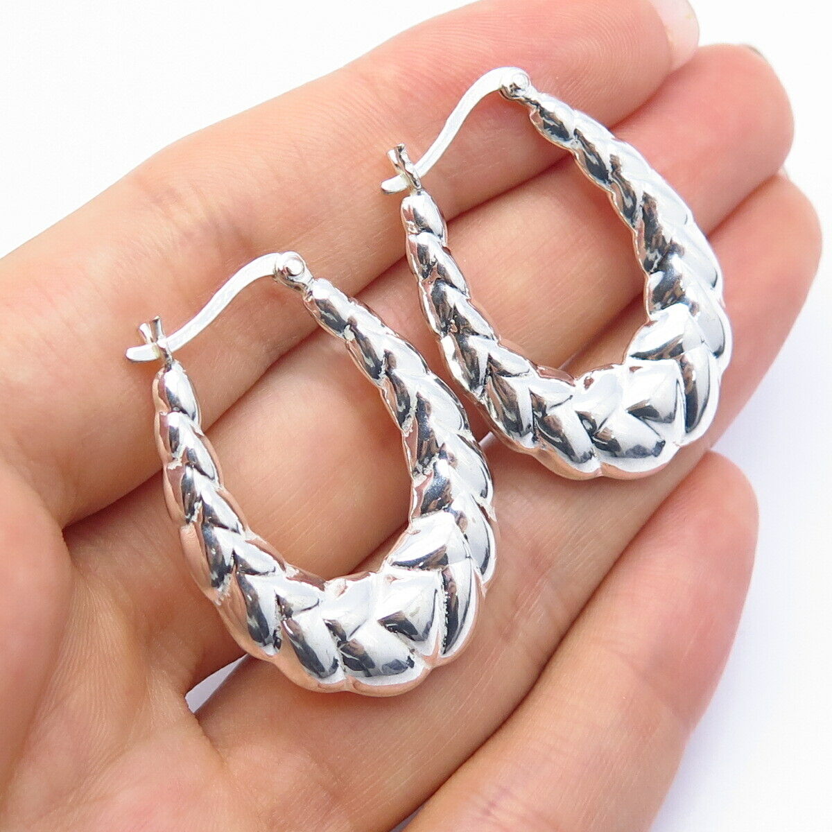 925 Sterling Silver Textured Design Earrings