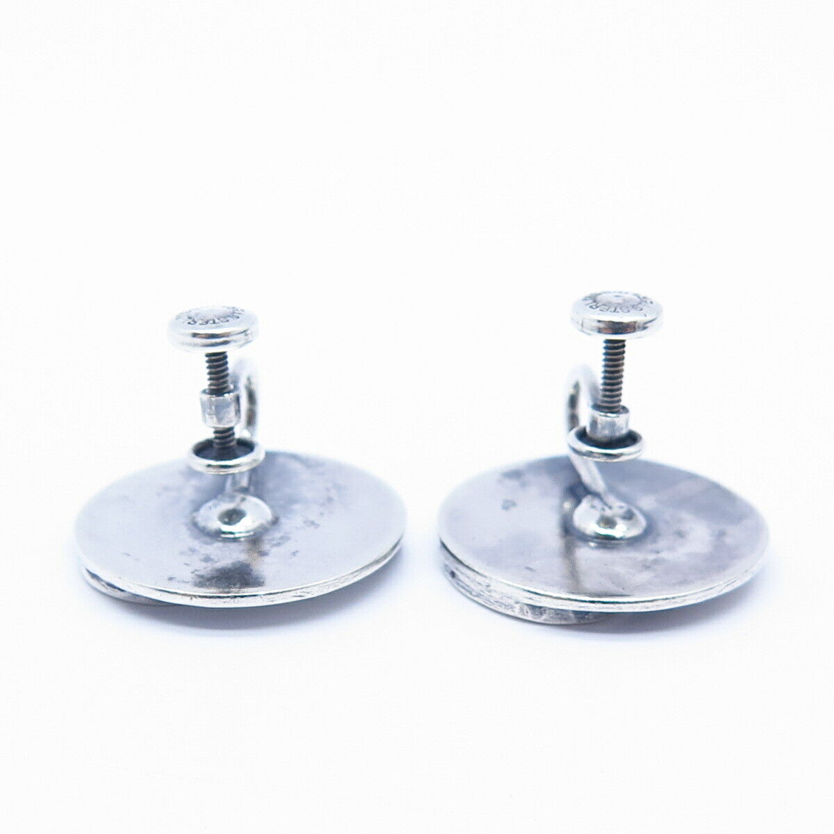 925 Sterling Silver Vintage Swirl Design Screw Back Earrings