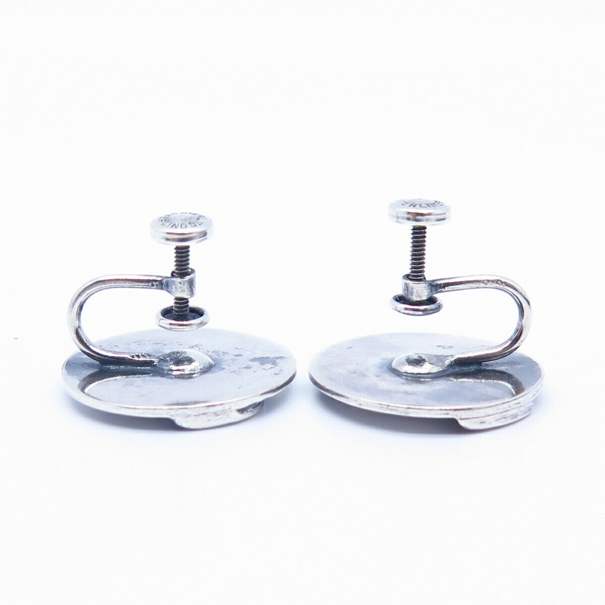 925 Sterling Silver Vintage Swirl Design Screw Back Earrings