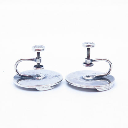 925 Sterling Silver Vintage Swirl Design Screw Back Earrings