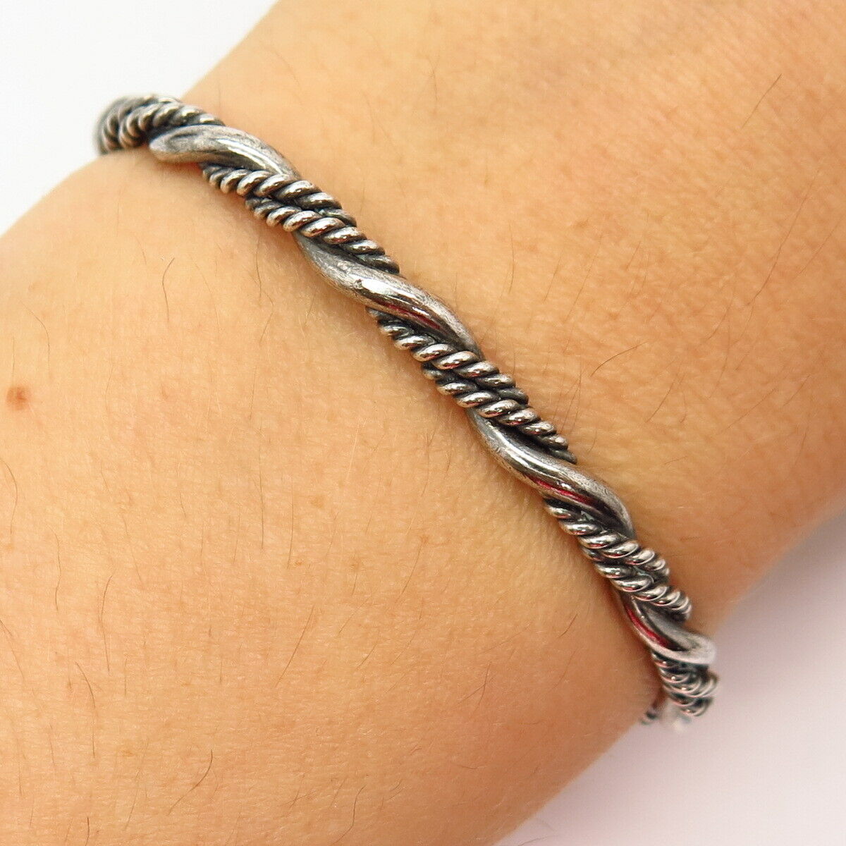 925 Sterling Silver Vintage Twisted Cuff Bracelet 6 1/4"