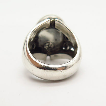 925 Sterling Silver Vintage Real Tiger Eye Gemstone Ring Size 4