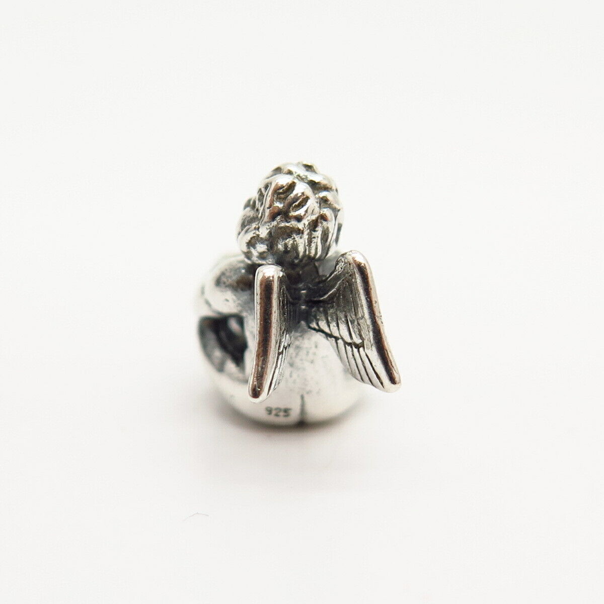 925 Sterling Silver Real Red Garnet Gemstone Sitting Angel Design Bead Charm