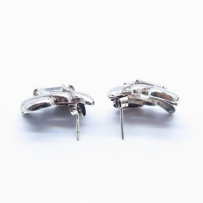 925 Sterling Silver C Z Modernist Design Earrings