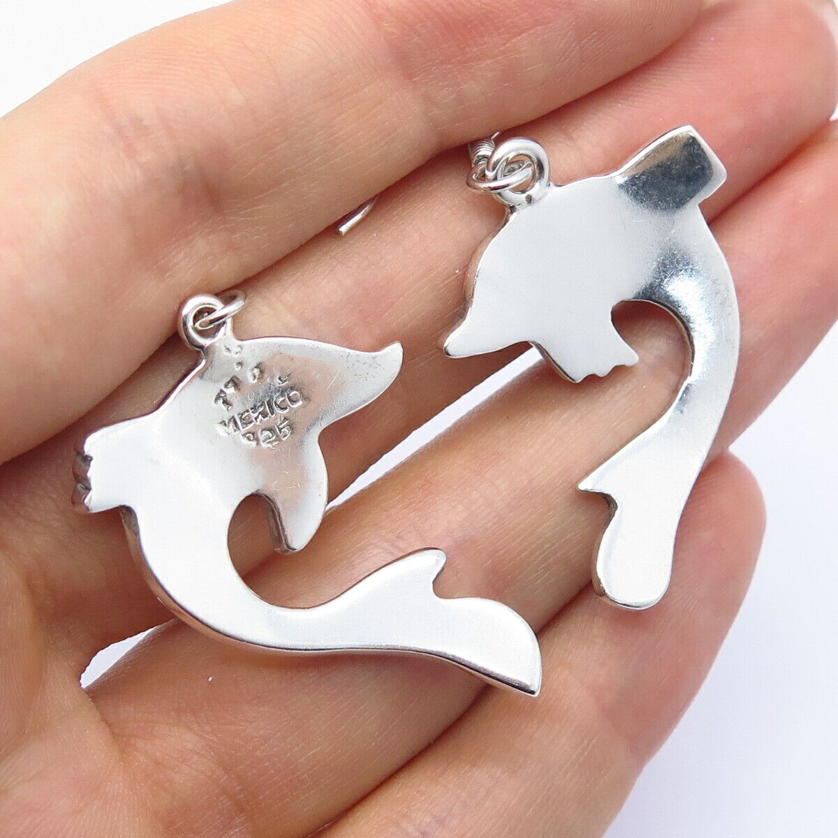 925 Sterling Silver Vintage Mexico Fish Design Dangling Earrings