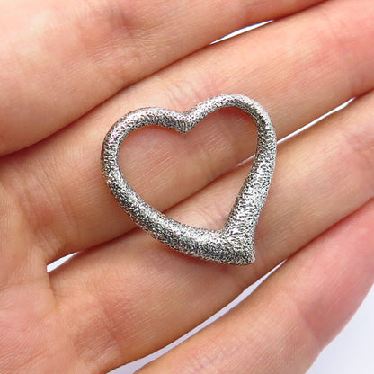 925 Sterling Silver Textured Design Heart Slide Pendant